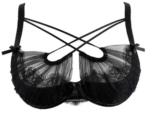 Ensemble de Lingerie d'été en dentelle brodée, cravate croisée, soutien-gorge Push Up en maille transparente, sous-vêtements confortables à porter au quotidien pour femmes, taille 32-38
