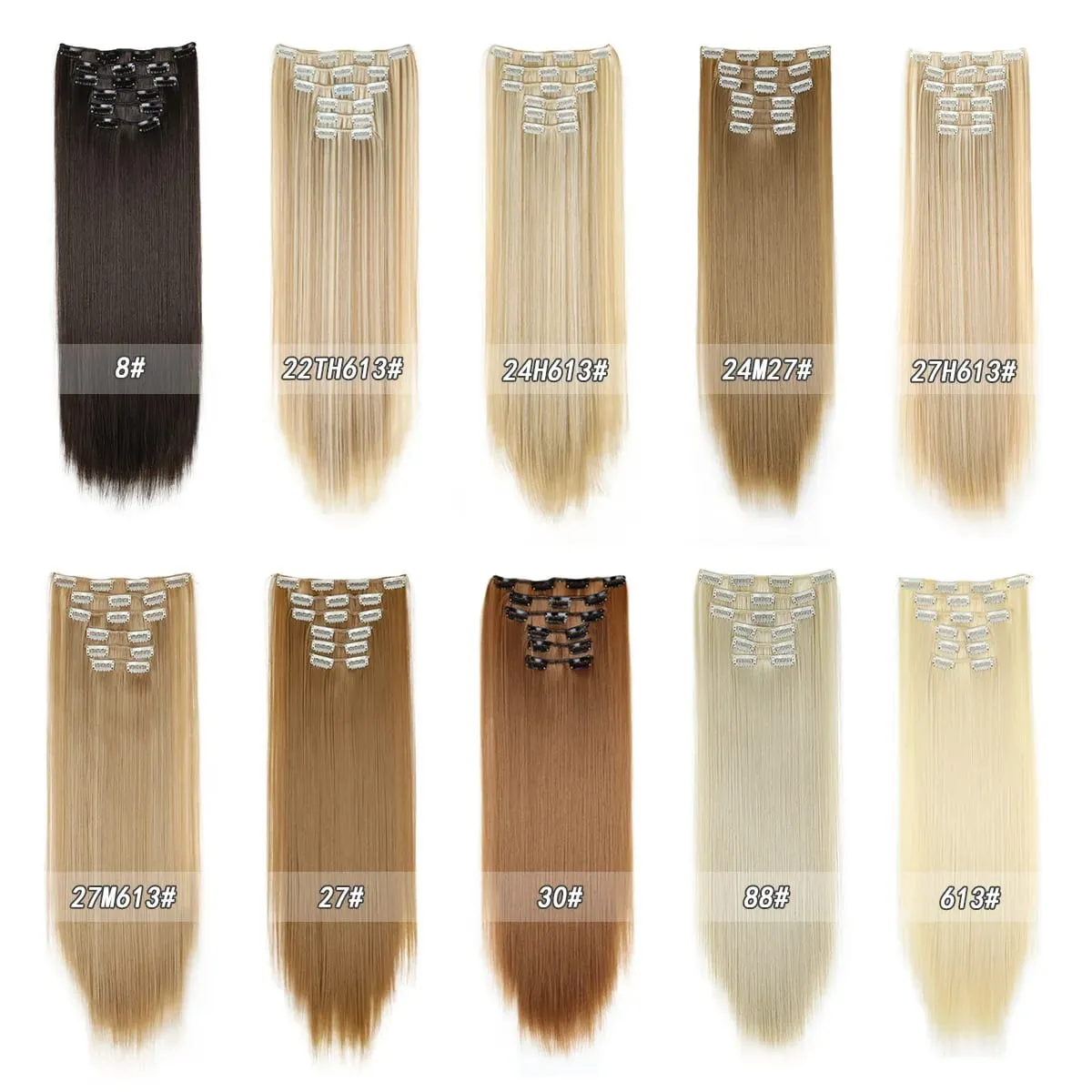Clips In Hair Extension Long Straight Hair Pieces Clip In Hair Extension 24Inch 6Pcs Synthetic Fake Hair Ppieces For Women
