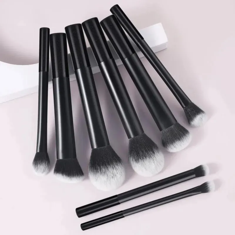 8/12pcs Multifunctional Black Makeup Brush Set With Beauty Egg Soft Bristles for All Skin Types Alcohol-Free Cosmetic Brushes