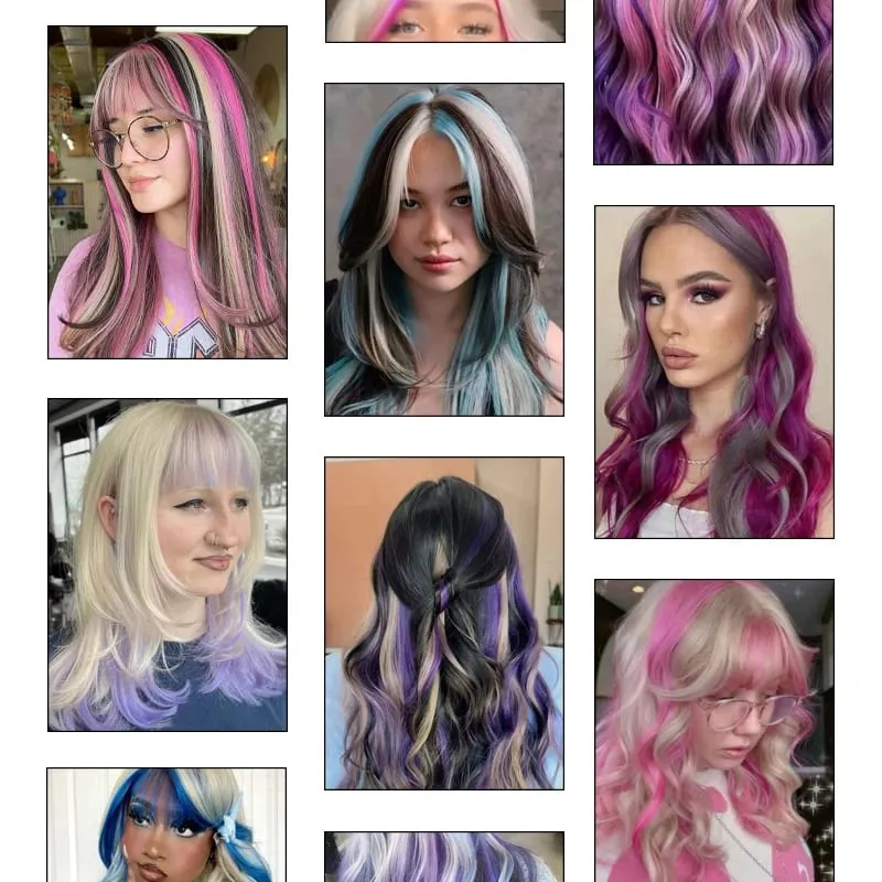 22inch 5PCS Synthetic Purple Clip in Hair Extensions Straight Colorful Hair Extensions Hairpieces for Halloween Christmas Party — image 7