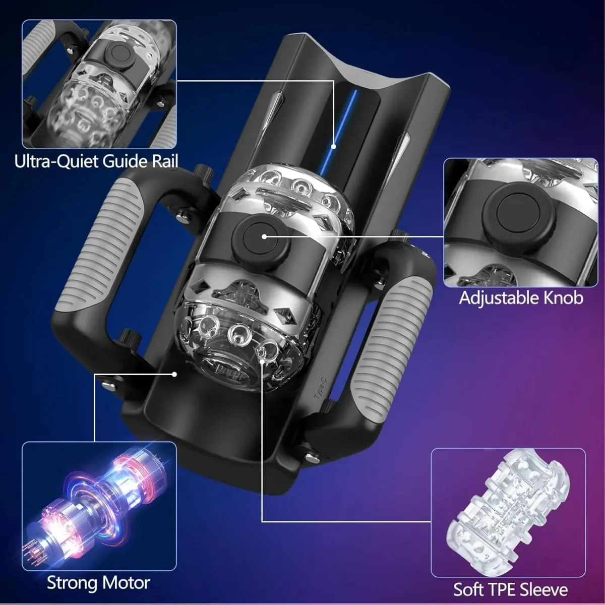 Sex Toy for Men Male Masturbators Hands Free Pocket Pussy with 12cm Thrusting Distance Automatic Masturbators with Phone Stand