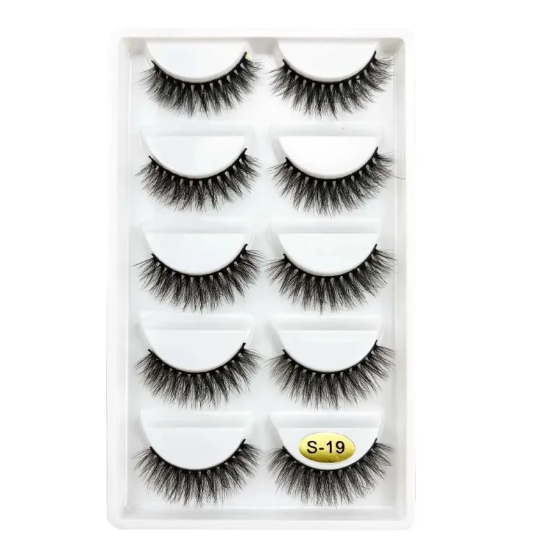 5 Pairs S03 Natural Looking 3D Mink Fake Eyelashes Makeup Tools Fluffy Style Water Mink Fur False Eyelashes for Eye Makeup