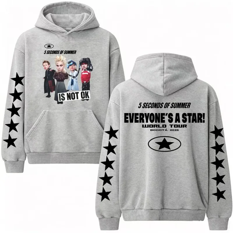 5 Seconds of Summer Everyone's A Star 2026 World Tour Hoodies Men's Clothes Hip Hop Pop Music Sweatshirt Casual Fleece Pullovers
