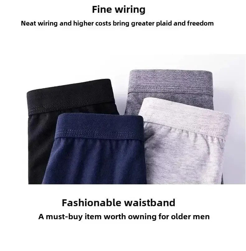 4-pack herrboxershorts i plusstorlek bomull anti-skavunderkläder Stora och långa Andas lös passform, elastisk midjeband Boxershorts