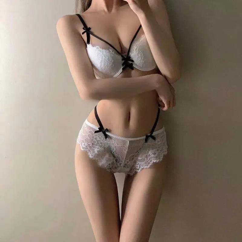 Push Up Bra Set 32-38 AB SL French Lace Underwire Luxury Bow Bralette Allure Support Breathable Comfort Summer Flash Sale