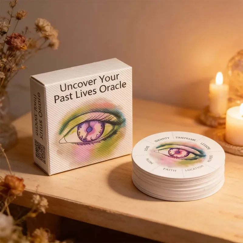 87 PCs Uncover Your Past Lives Oracle Cards Round Tarot Deck Divination Tool for Spiritual Enlightenment and Board Game