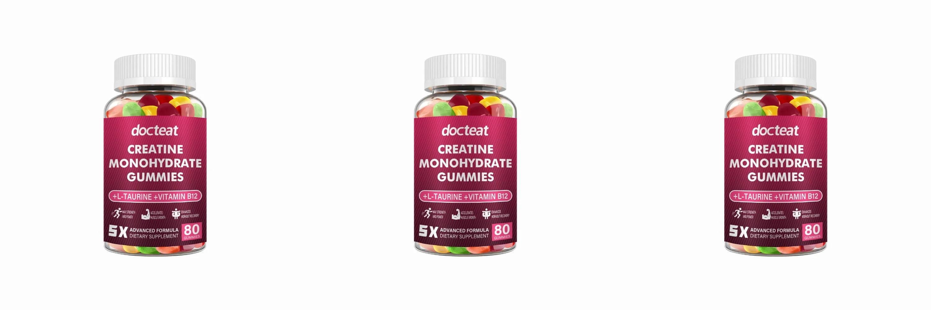 Creatine Monohydrate Gummies 80 Count with Taurine Vitamin B12 Chewable Sports Nutrition Supplement for Muscle & Energy Support