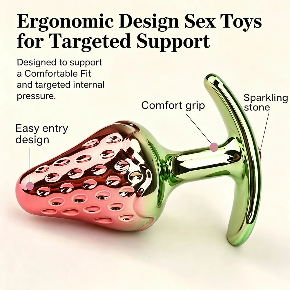 Anus Butt Plug With Diamond Jewel Metal Strawberry-Shaped Anal Sex Toys Trainer Analplug Buttplug Butplug