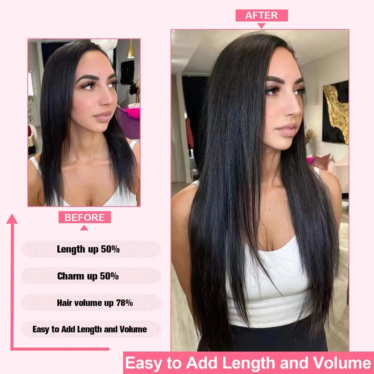 18/20/22inch Clip in Hair Extension 16 Cards 7pcs Straight Hair Clip-in Hair Extension Set for Women Synthetic Hair — image 2