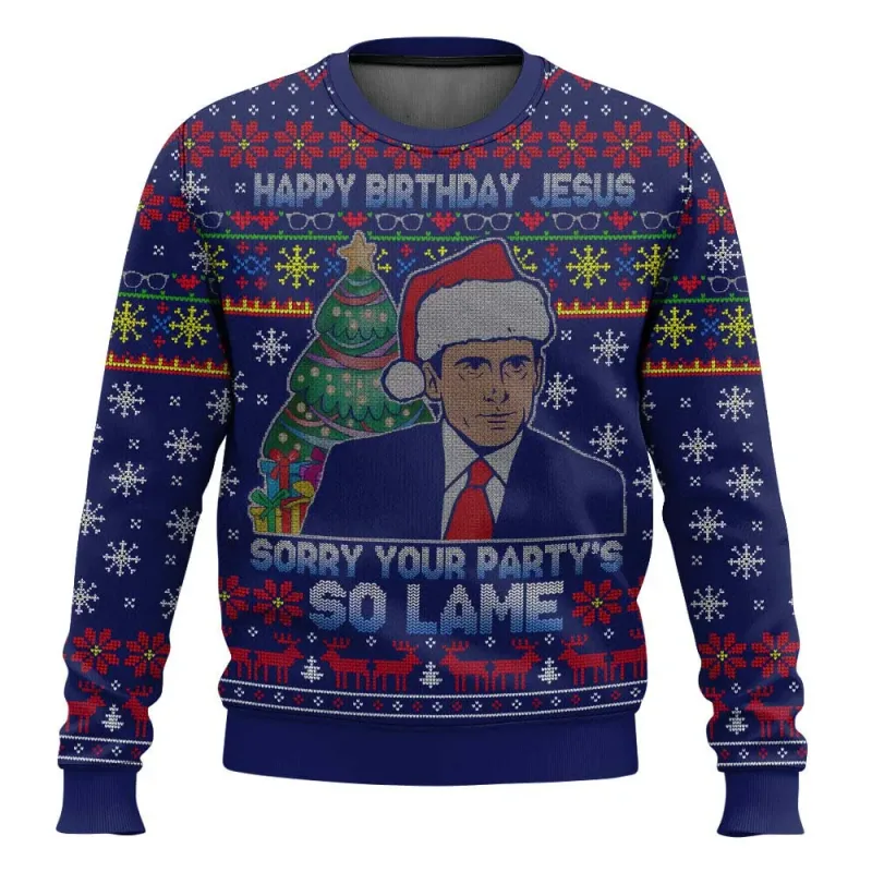 False The Office Ugly Merry Christmas Sweater 2025 New Fashion Men Oversized Hoodie Pullover Tops Winter Women Sweatshirt