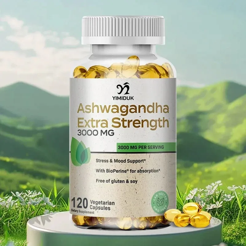 Buy 1 Get 1 Free! Pure Ashwagandha Extra Strength 3000mg Supplement for Stress Relief & Sleep Deep Relaxation & Mental Clarity