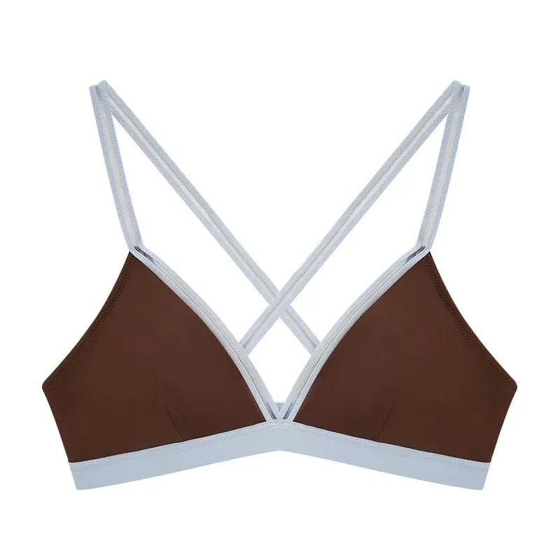 Deep V Triangle Bra for Women Small Bust Slight Gather Thin Strap Beauty Back French Style Seamless Light Soft Lingerie 32-38AB — image 8