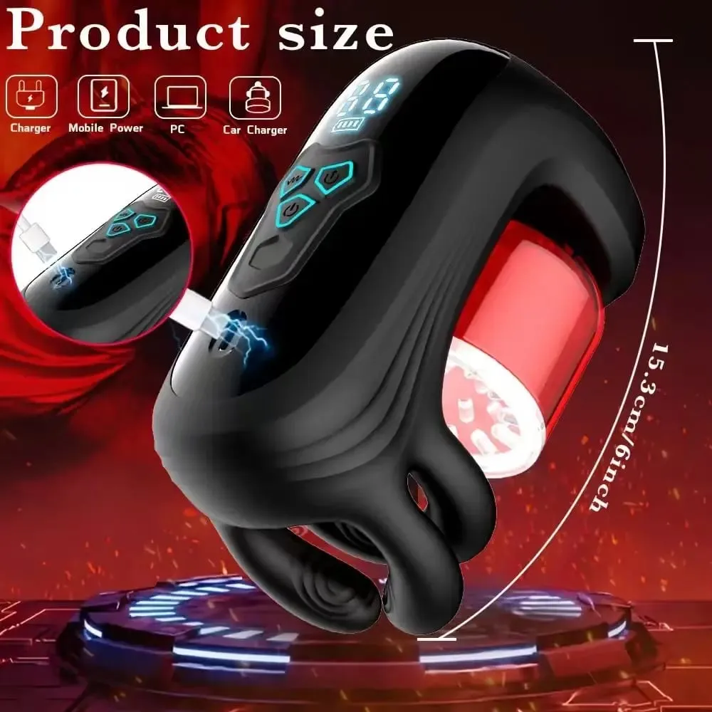 Adult Male Sex Toy Penis Stimulator Massager 9 Vibration Rotation Suction Modes USB Rechargeable Masturbation Cup Adult Supplies