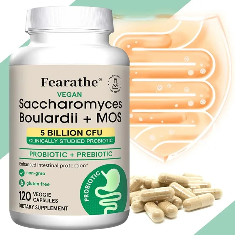 Saccharomyces Boulardii Probiotics Capsules for Women & Men Promote Intestinal Gut Immune & Digestive Health Non-GMO