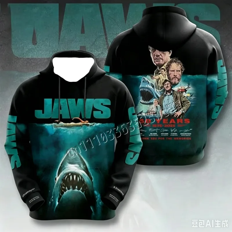 2026/27 Men Hoodies Jaws Horror Film Hoodie Men Women Fashion Hoodies Casual Hoodie Sweatshirt Shark Coat Sudadera Men Clothing
