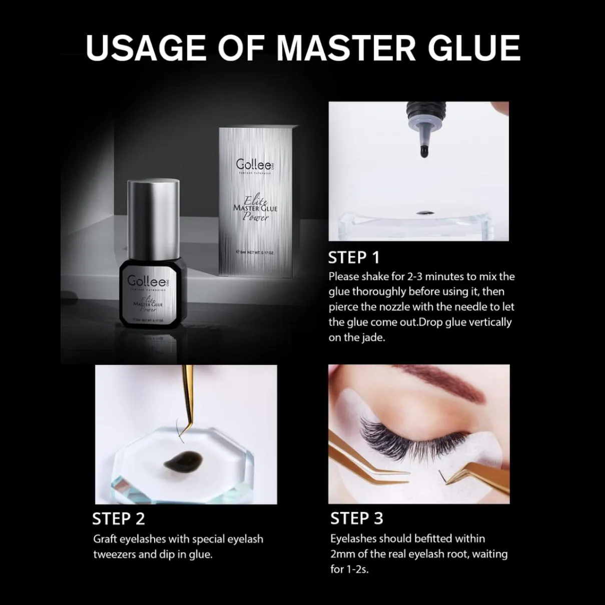 Gollee For Master of Eyelash Grafting 0.5s Fast Drying Retention 6-8 Week Eyelash Extension Glue Waterproof Max Bonding — image 4
