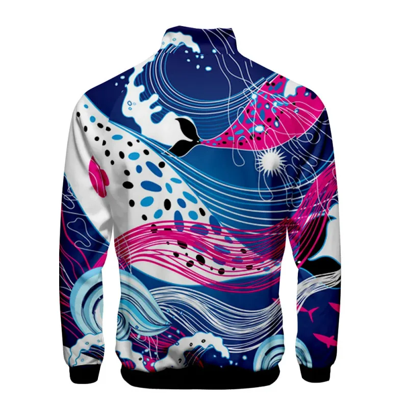 Popular Marine animals dolphin 3D Print Zipper Raglan Jacket Windbreaker Boys/Girls Comfortable Stand Collar Jackets Coats