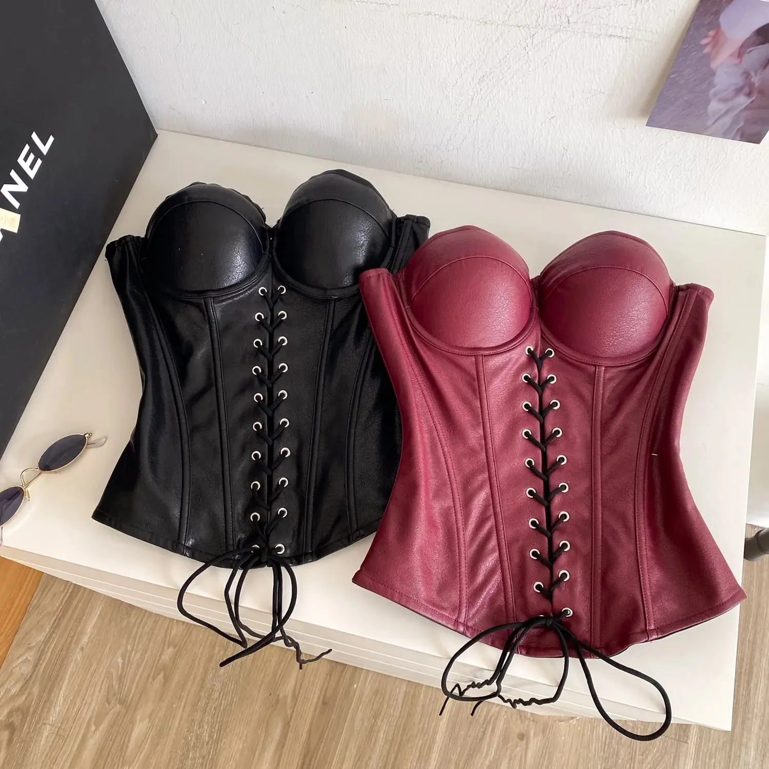 Sexy Off Shoulder Bandage Chic Crop Top Corset Bustier Fashion Camis Autumn Slim Fit Women Tank Top