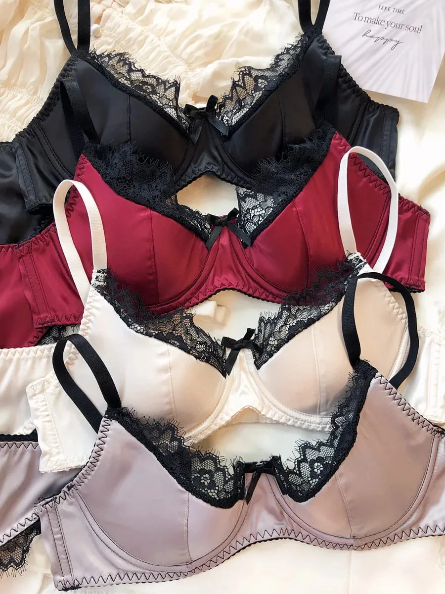 Sexet blonde tynde kop lingeri til kvinder fransk push up bh-sæt højkvalitets silkestof Komfort åndbart undertøj Intimates sæt