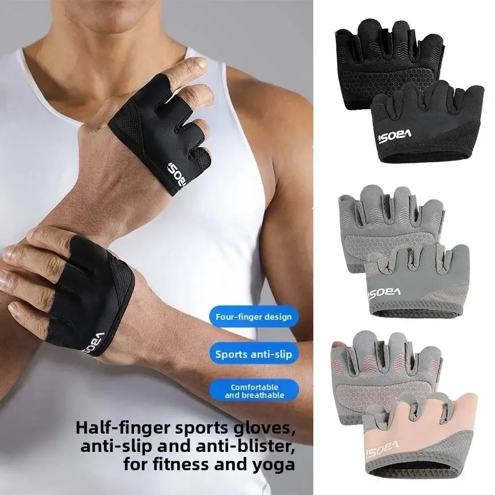 1Pair Anti-Slip Gym Half Finger Gloves Breathable Four Finger Weight Lifting Grips Anti-callus Gymnastics Grips Pull Ups Workout
