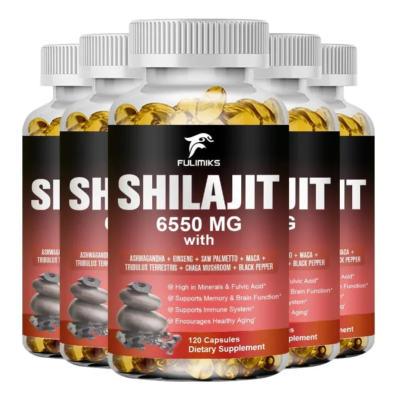 Shilajit Fulvic Acid Supplement with Chaga & Black Pepper Boosts Energy Stamina Immunity Brain Health & Vitality
