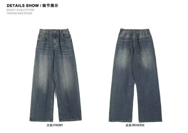 New Fashion Women Men's Wide Leg Jeans Loose Fit Straight Leg Trousers High Quality Vintage Denim Pants for Streetwear Y2k