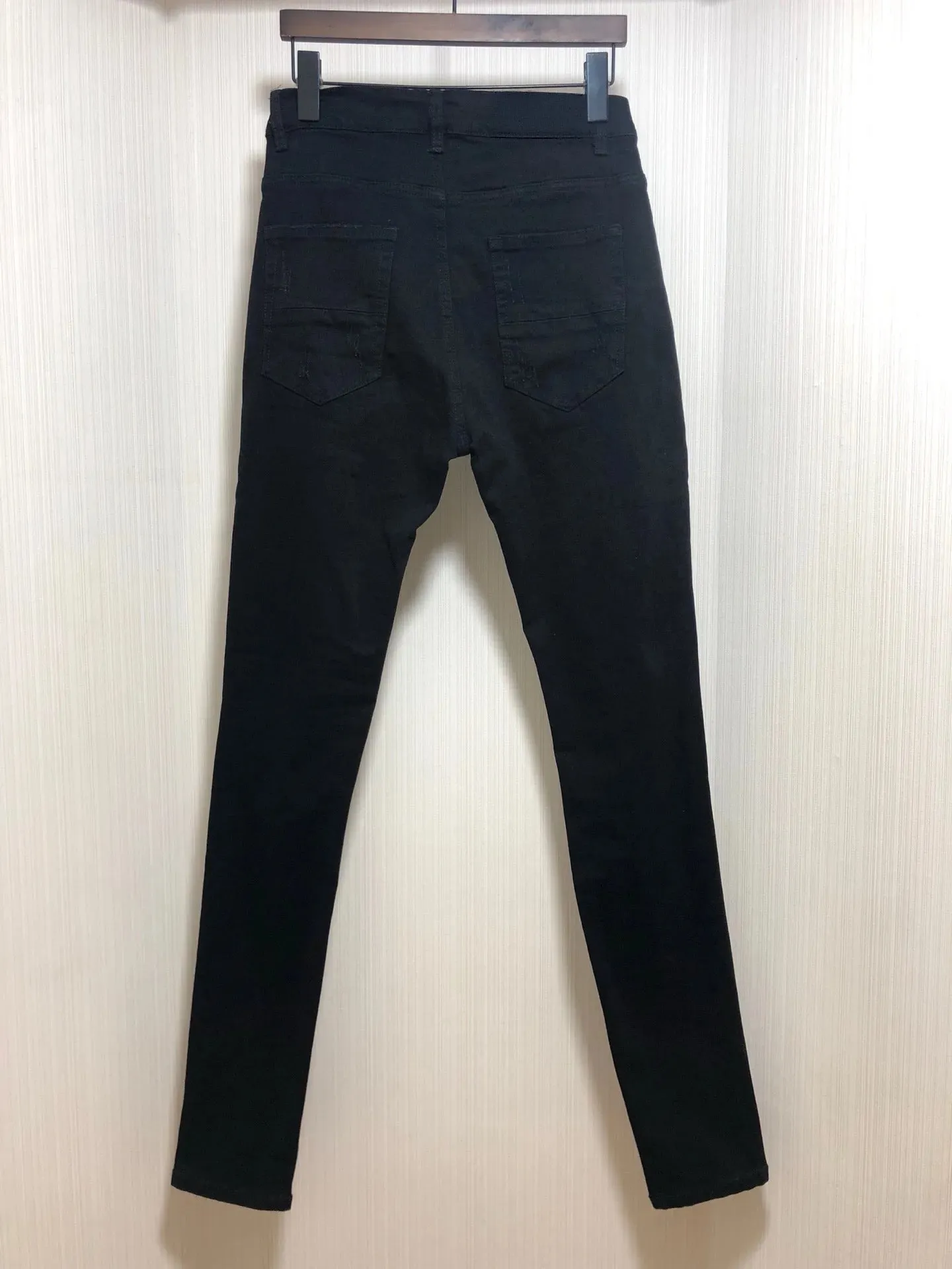 Men's Black Distressed Skinny Jeans ripped knee denim pants Destroyed Biker Style