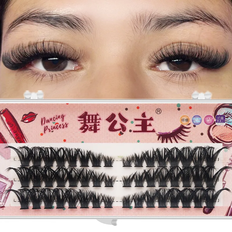 3 Rows DIY Thick Individual Cluster Lash Extensions Segmented Natural Lash Clusters Eye Style Self-graft Lashes Makeup