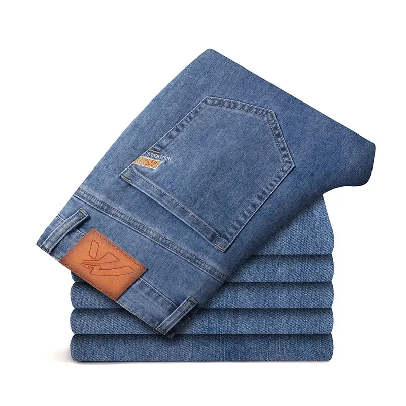 2023 y2k streetwear Spring Summer Youthful Vitality Men's Fit Straight Thin Denim Jeans Lightweight Cotton Stretch Trousers