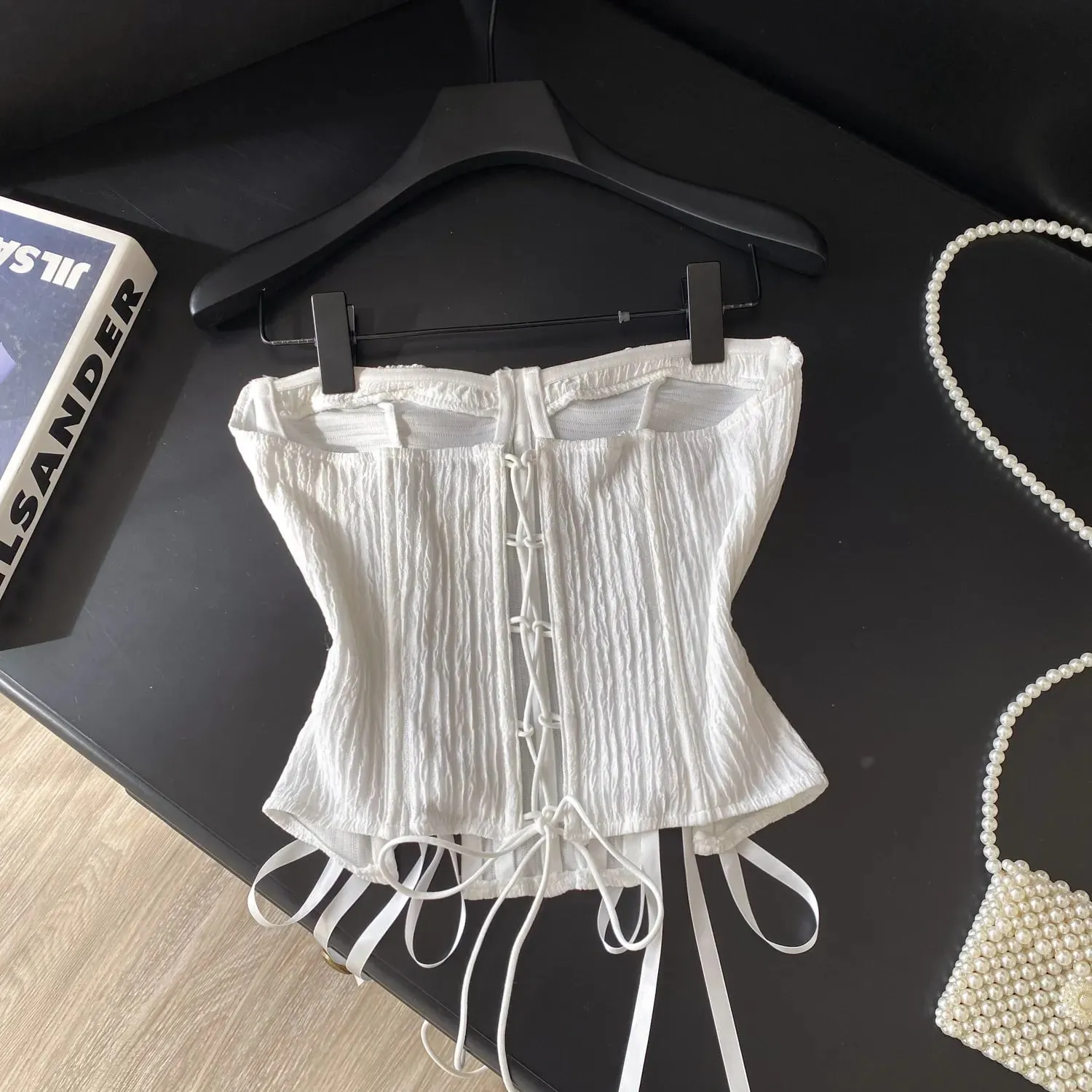 Sexy Off Shoulder Bandage Tube Top Chic Strapless Crop Top Korean Fashion Sleeveless Camis Women Tank Top