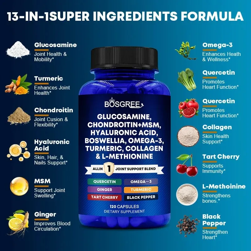 Glucosamine Chondroitin MSM - Supports Healthy Joints Cartilage and Connective Tissue - Promotes Joint Comfort and Flexibility