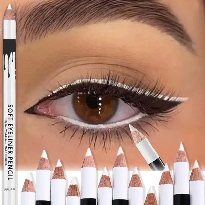 1/12pcs White Eyeliner Makeup Lasting Smooth Easy To Wear Eyes Brightener Waterproof Fashion Eyes Liner Pencils Eye Makeup Tools