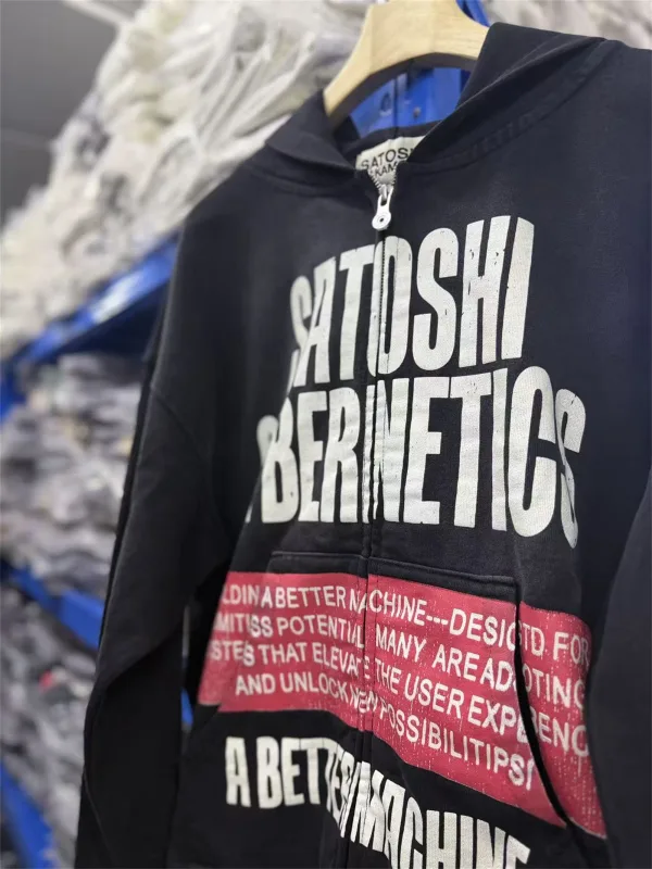 Street Brand 26SS“Cyber​​netics" Distressed Washed Old Zipper Cotton Winter High-Street Hoodies Sweater For Men