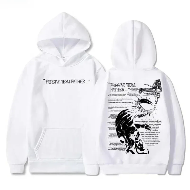 Jojo Bizarre Adventure Jesus Merch forgives Father's Bible Day hoodies men streetwear hip-hop sportswear casual top sweatshirt