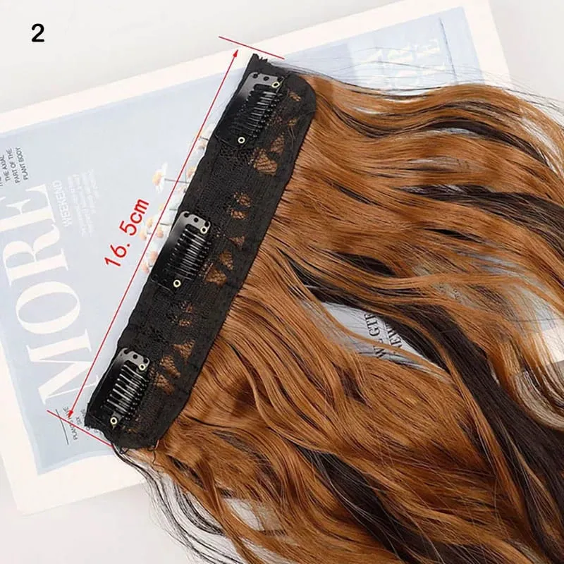 Jeedou Clip-in Hair Extensions 4PCS/Set Long Bouncy Curly Beach Wavy Hair for Women Brown Blonde Synthetic Hairpieces Daily Use