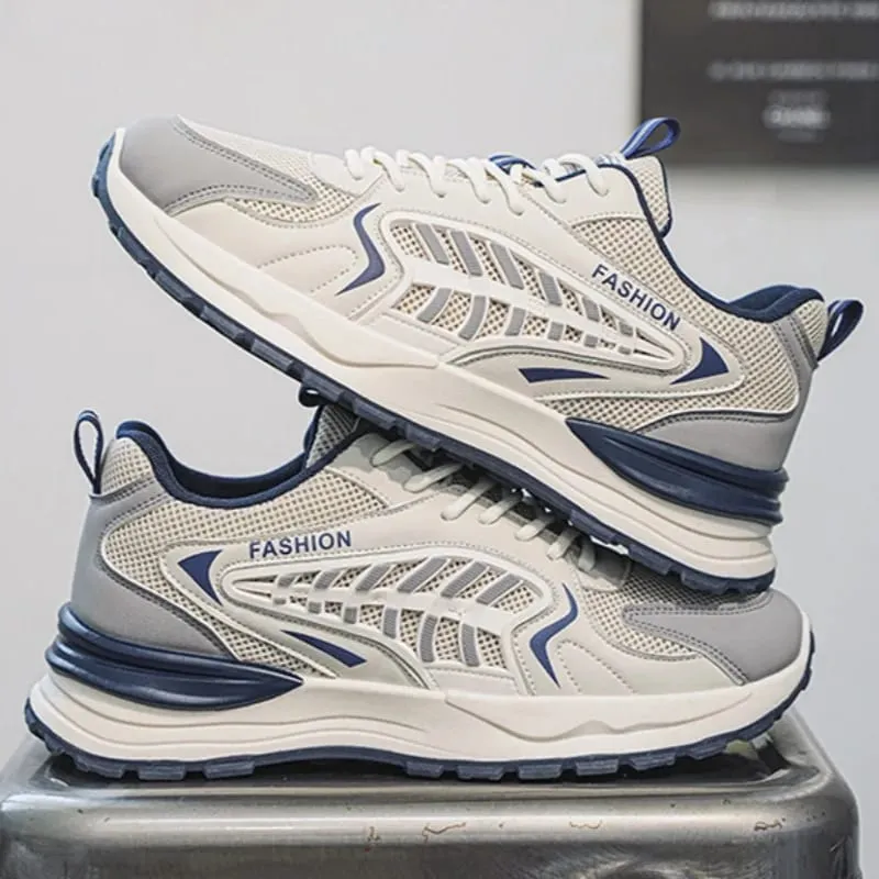 Spring Summer Men Sneakers Breathable Mesh Casual Shoes Platform Chunky Dad Footwear Lace Up Walking Running Shoes