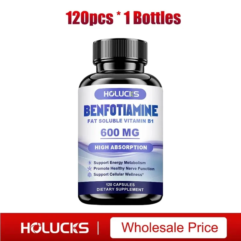 Benfotiaminové kapsle s vitamínem B1 rozpustným v tucích podporují zdraví nervů, energetický metabolismus a buněčnou pohodu pro muže a ženy