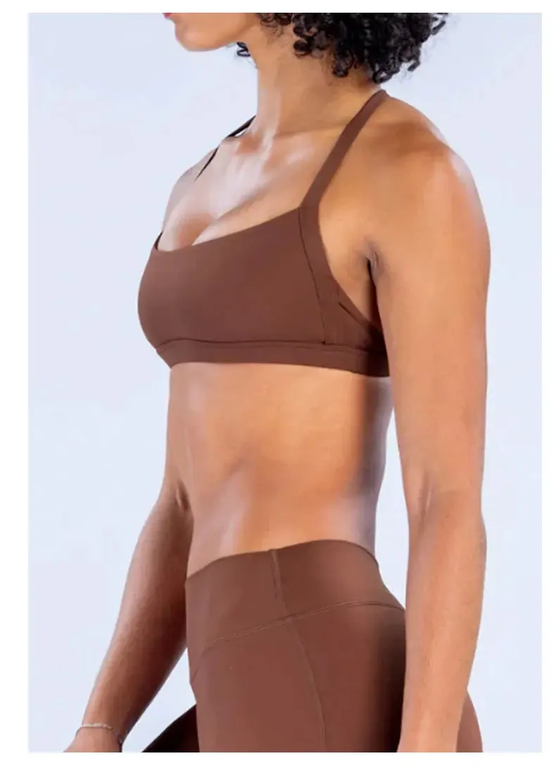 NO LOGO Double Shoulder Strap Sports Bra Fast-Drying Outdoor Running Fitness Top Backless Yoga Bra Women's