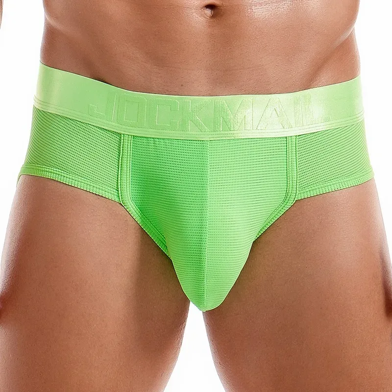 Jockmail Mens Underwear Briefs Mesh Breathable Sports Fitness Shorts Solid Color Sexy Low-rise Lingeries for Extreme Panties