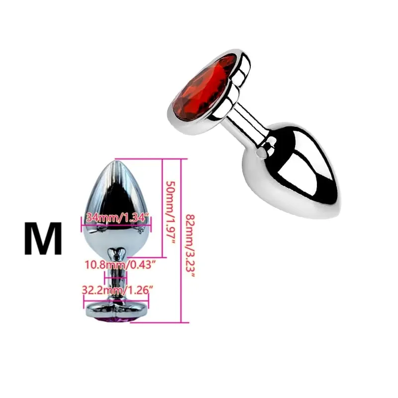 Heart Shaped Metal Anal Plug Butt Plug 6 Colors S/M/L Sizes Unisex Adult Sex Toys for Men Women Anal Massager Pleasure Toy