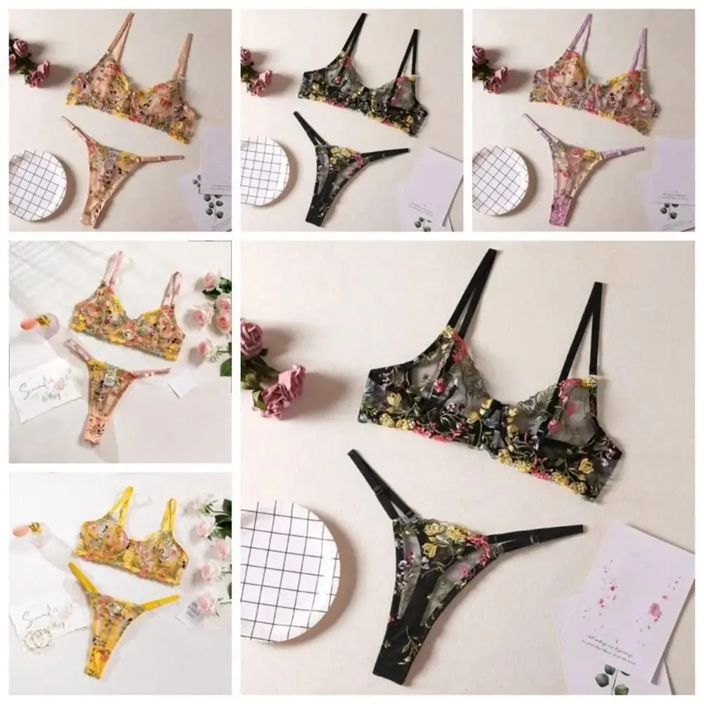 Sheer Intimates Transparent Lingerie Set Ultra-thin Push Up Panties Bra Set Elegant Bra Suit Women