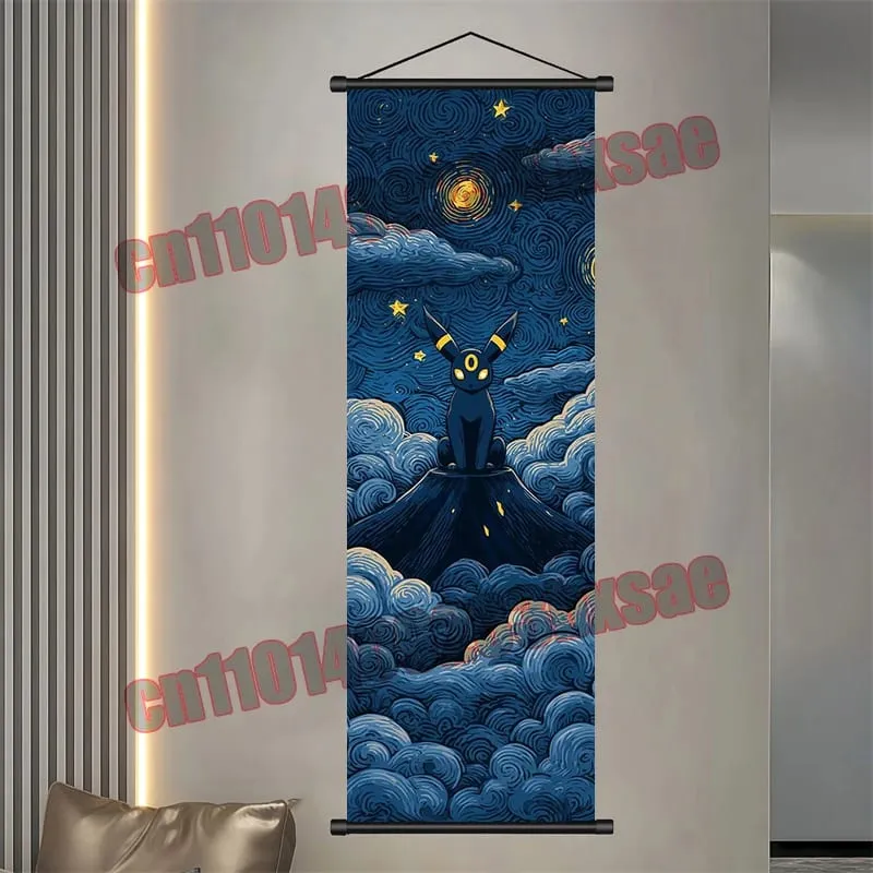 Printed Pokemon Poster Anime Wall Artwork Gengar Eevee Pikachu Images Scroll Paintings Retro Artist Home Living Room Decor