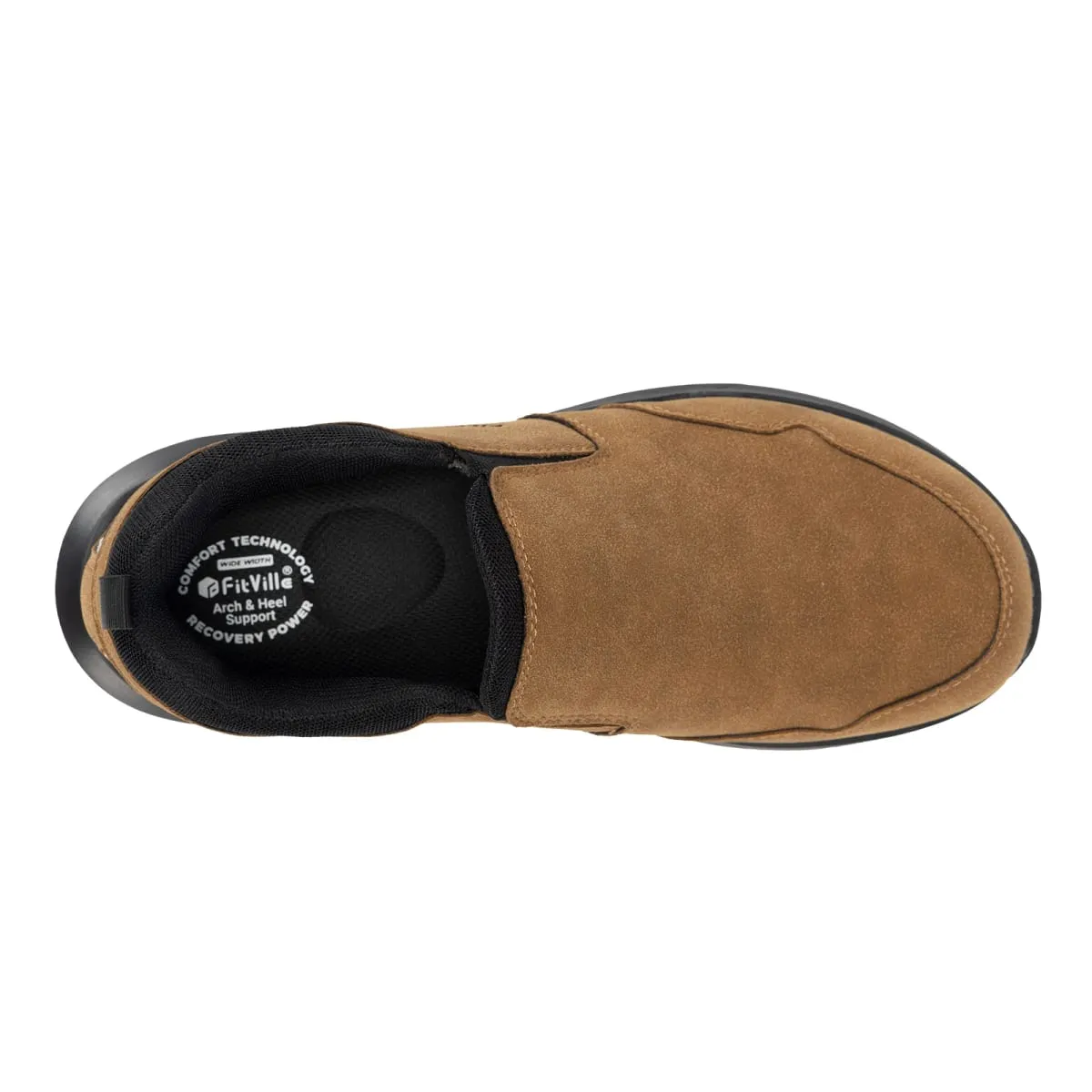 FitVille Men Extra Wide Slip On Hiking Loafers Comfort Orthopedic Walking Sneakers with Arch Support for Outdoor Trekking Trails Flat Feet & Foot Pain Relief