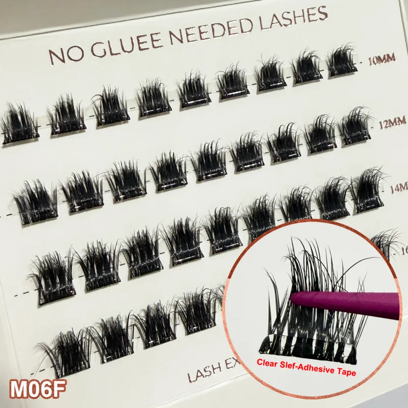 Self Adhesive Cluster Lashes Wide Pre‑glued Tap Natural DIY Eyelash Extension No Glue Need Eyelashes Press On Manga Lashes