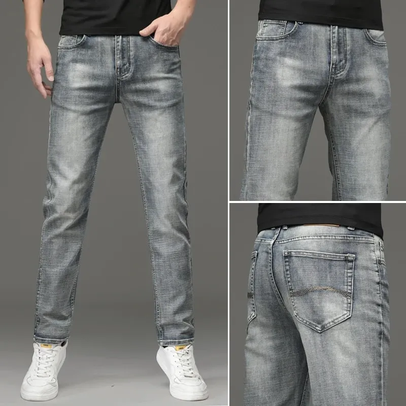 Jean extensible pour hommes, coupe régulière, Business décontracté, Style classique, mode, pantalon en Denim, Vintage, noir, bleu, nouvelle collection 2026