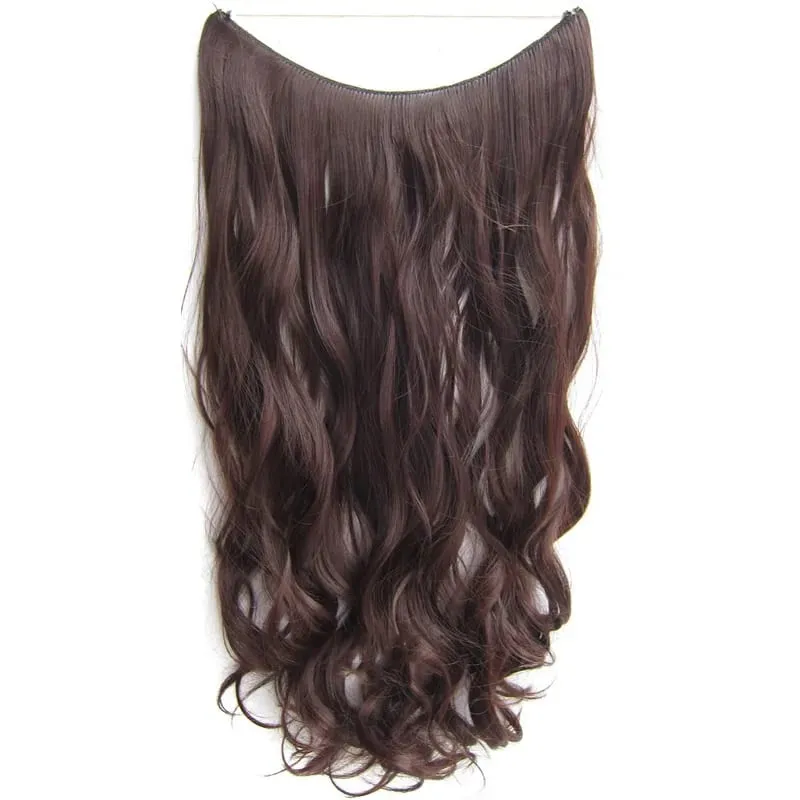 Synthetic One piece Hair Extensions No Clip No Glue Invisible 24inch Long Straight Wave Heat Resistant String Hairpiece
