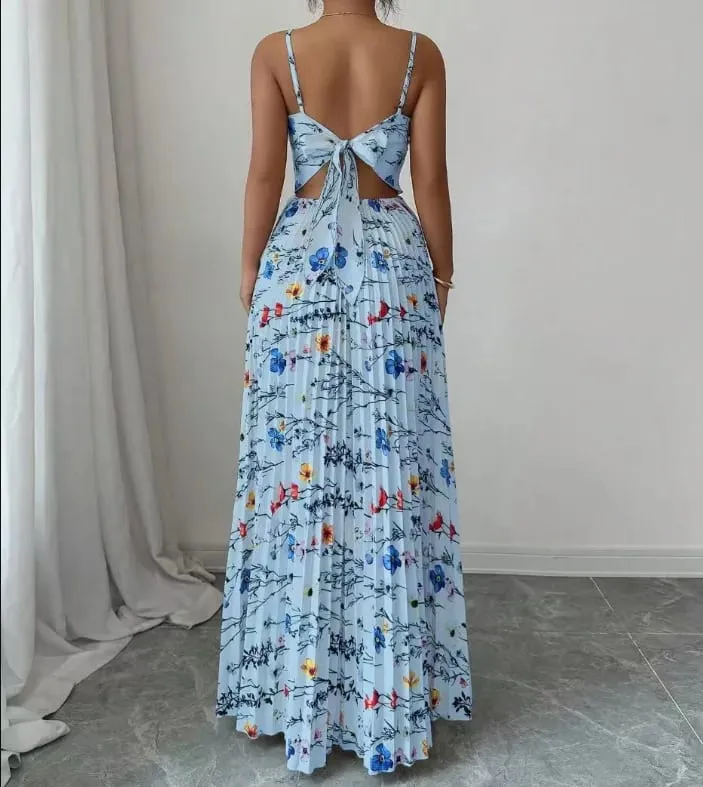 Elegant Floral Print Maxi Dress Women Summer Sexy Cami Slip Dress Casual Sleeveless A-Line Long Dresses Vintage Beach Vacation