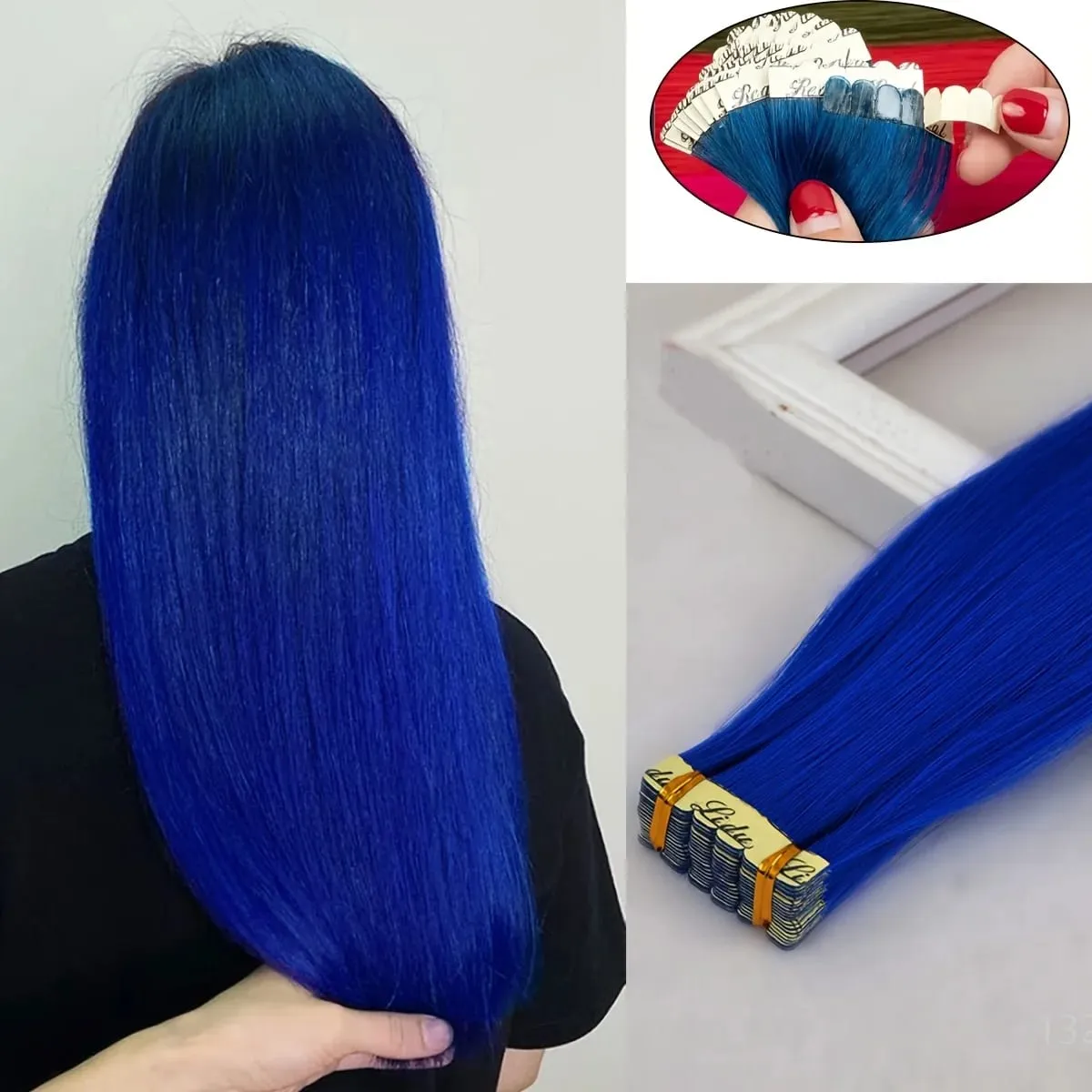 Ugeat Tape in Synthetic Hair Extensions 24' Machine Remy Hair Straight Hair Ombre Blonde Color Hair 3g/Pcs 30G/10 Pcs