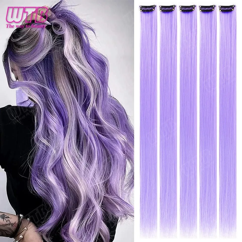 5Pcs Synthetic Wig BB Clip Style Color Straight Hair Extension Wig Suitable for Women and Girls to Wear at Holidays and Parties