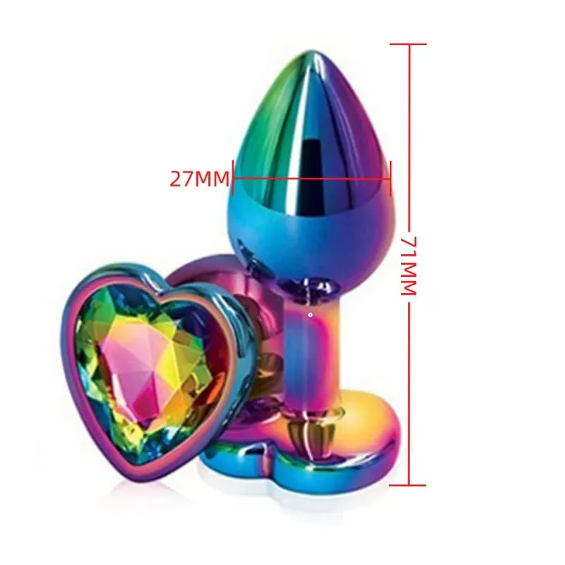 Perline anali in metallo di piccole dimensioni Butt Plug Mini Arcobaleno Butt plug in oro rosa Gioielli in cristallo Trainer Dildo anale Masturbazione Giocattolo del sesso